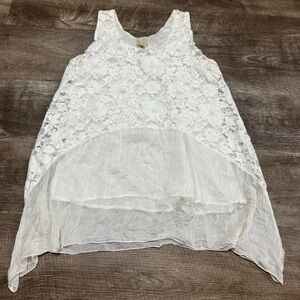 Ambra Made in Italy White Lace Tank Top Size Medium